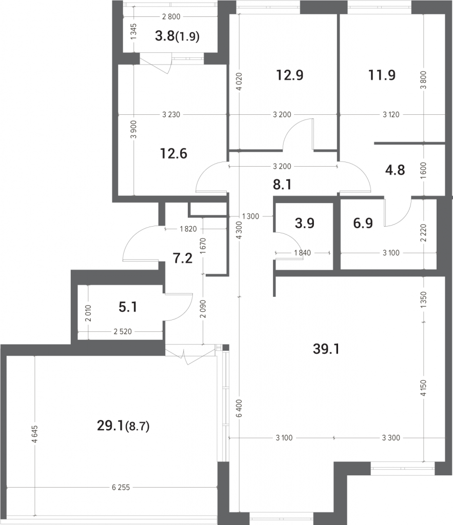 5-комнатная квартира 123.3 м2, 5-й этаж