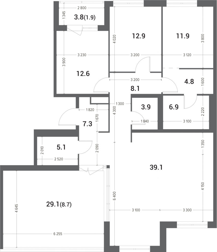 5-комнатная квартира 122.9 м2, 5-й этаж