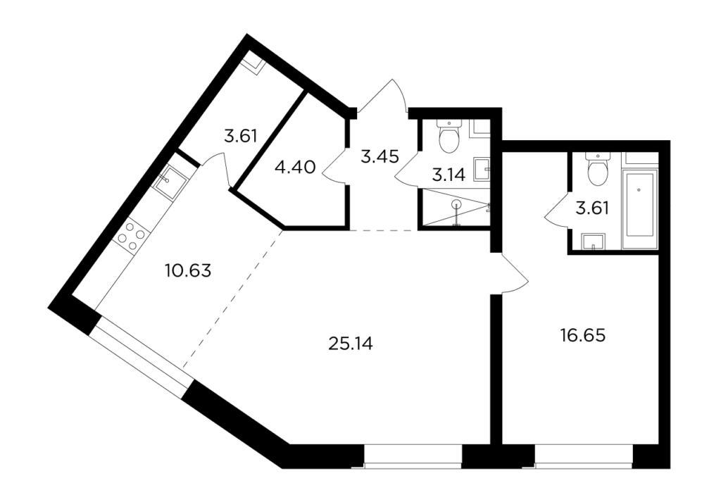 2-комнатная квартира 70.63 м2, 4-й этаж