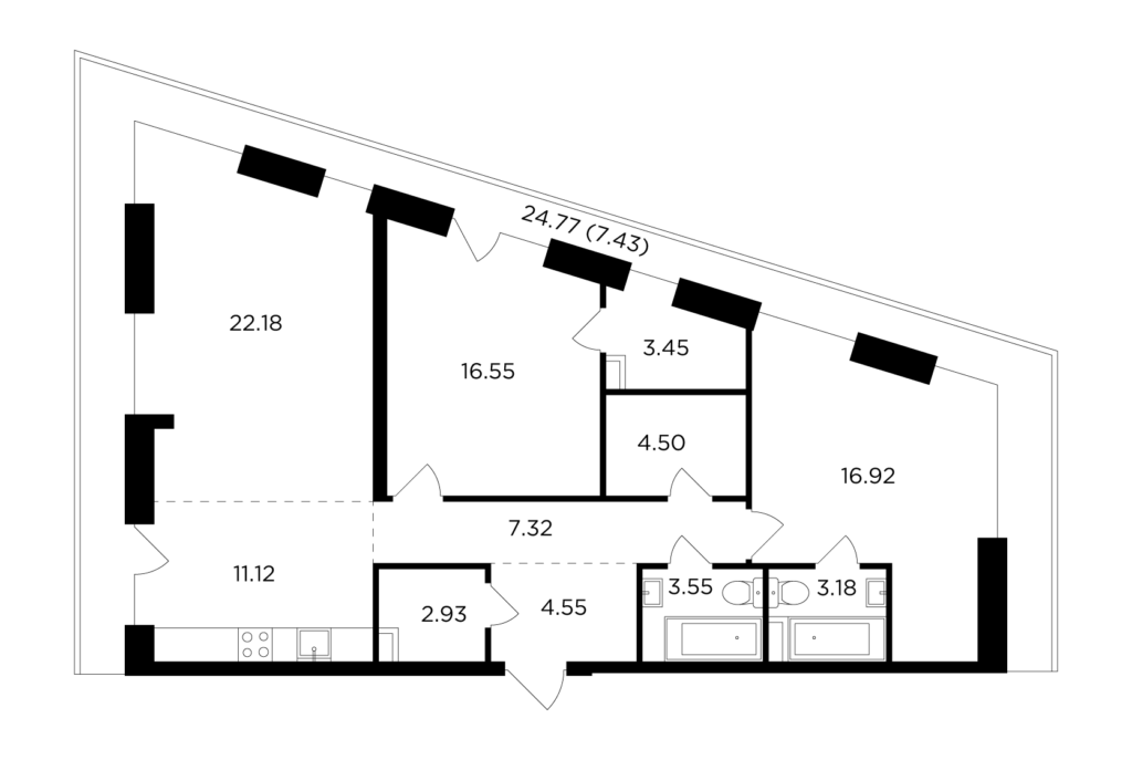 3-комнатная квартира 103.68 м2, 11-й этаж