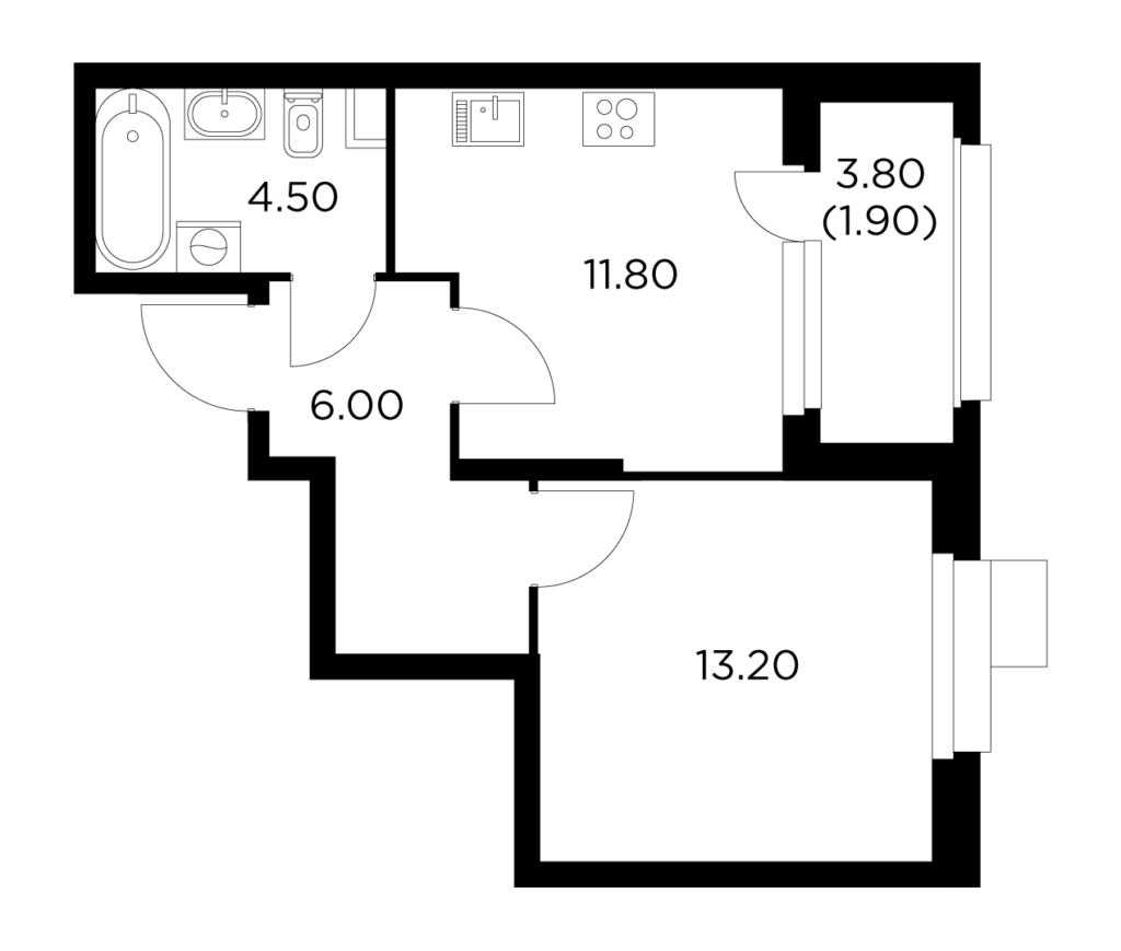 1-комнатная квартира 37.4 м2, 17-й этаж