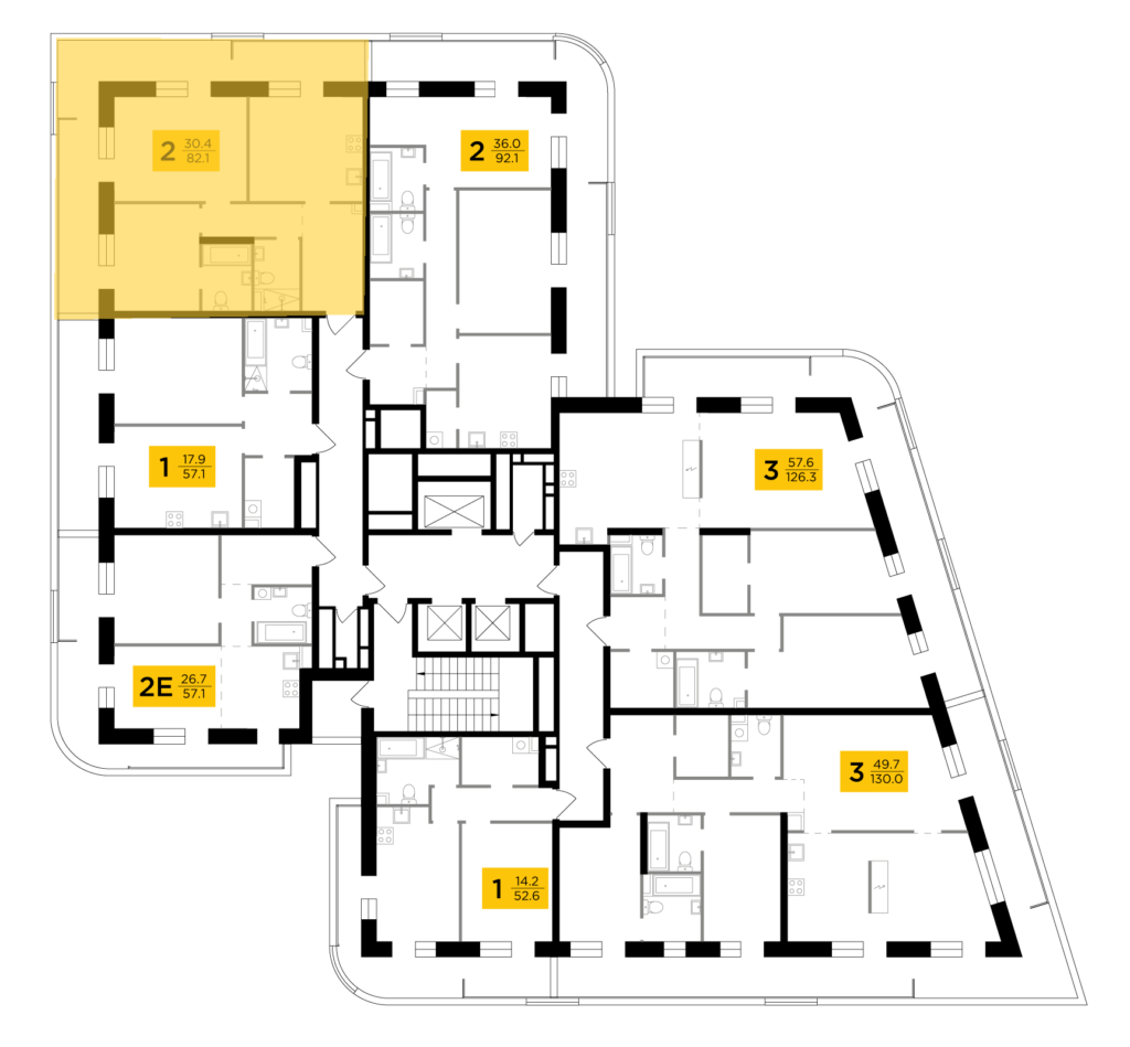 2-комнатная квартира 82.06 м2, 8-й этаж