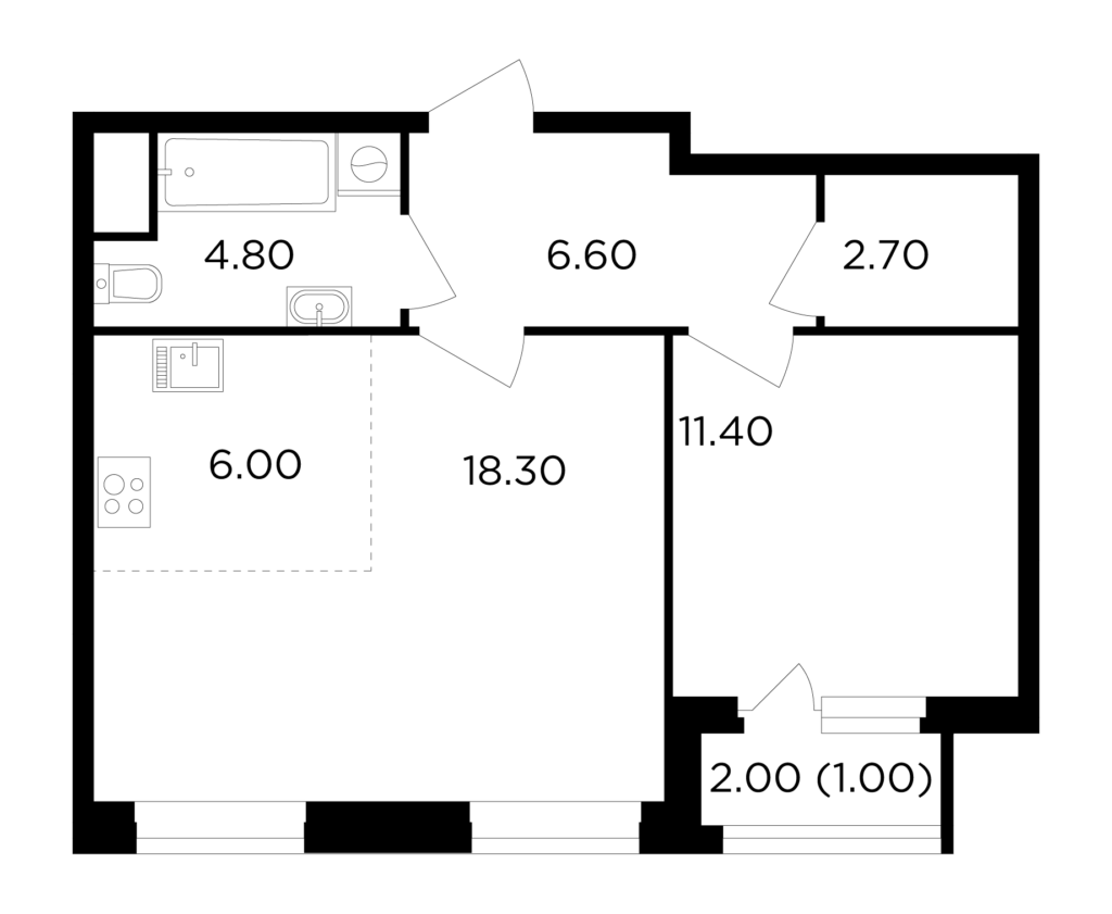 2-комнатная квартира 50.8 м2, 10-й этаж