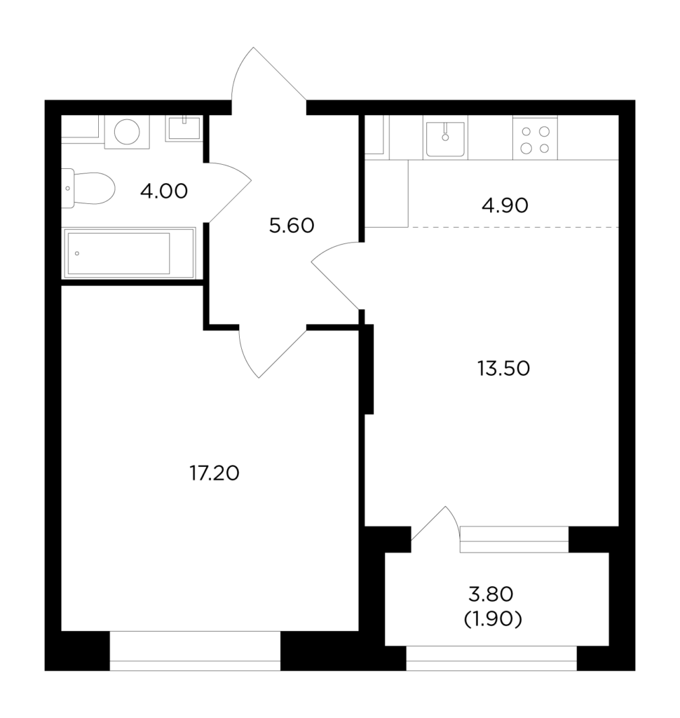 2-комнатная квартира 47 м2, 15-й этаж