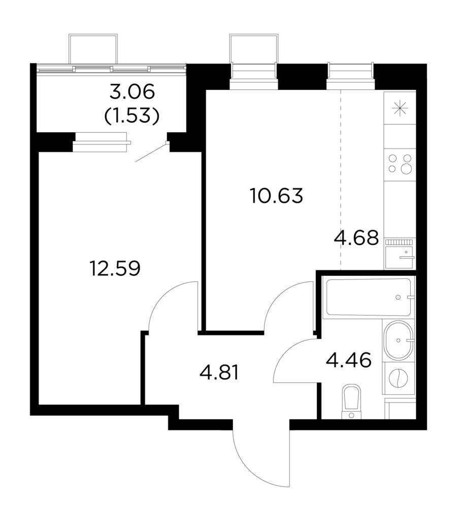 2-комнатная квартира 38.7 м2, 11-й этаж
